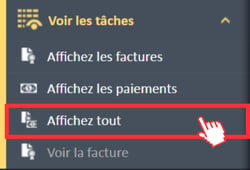 Option de menu « Tout afficher » dans le menu de navigation « Afficher les tâches »