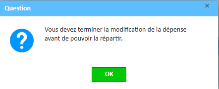 Message d'erreur : « Vous ne pouvez pas fractionner cette dépense tant que vous n'avez pas terminé de la modifier. »
