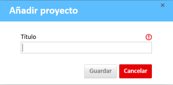 Ventana Agregar proyecto ingresando el nombre del proyecto