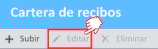 Botón Editar en la ventana Cartera de recibos en ExpensePoint