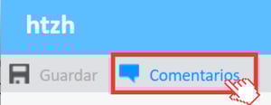 Botón Comentarios seleccionados en el menú superior del informe.