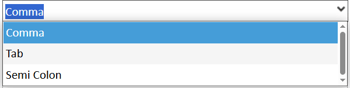 Delimiter Type drop down options