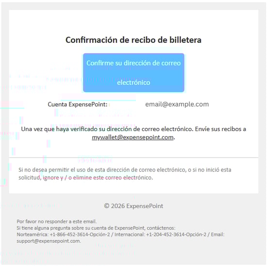 Correo electrónico de verificación de dirección de correo electrónico de ExpensePoint