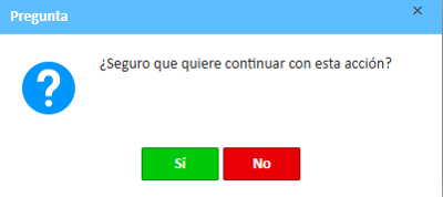 Pregunta de confirmación que pregunta si está seguro de que desea continuar con esta acción.