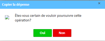 Copier la fenêtre de confirmation des dépenses demandant « Êtes-vous sûr de vouloir poursuivre cette action ? »