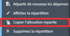Copiar la opción Asignación dividida del menú de navegación Tareas de entrada