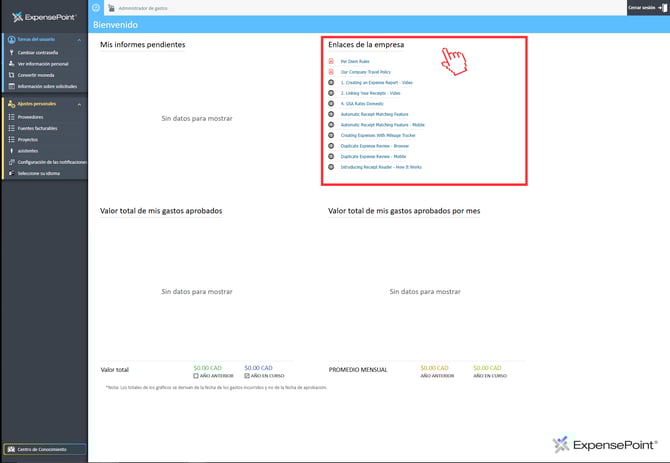 dashboard sp enlaces de la empresa