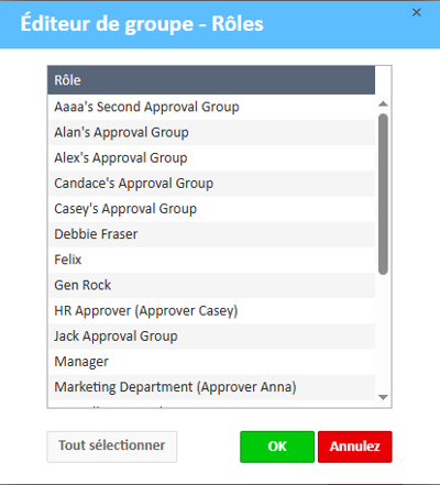 Liste des rôles