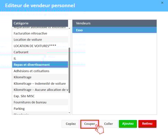 editeur de vendeur personnel couper