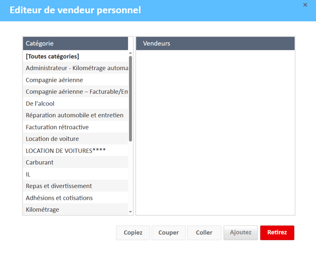 editeur de vendeur personnel