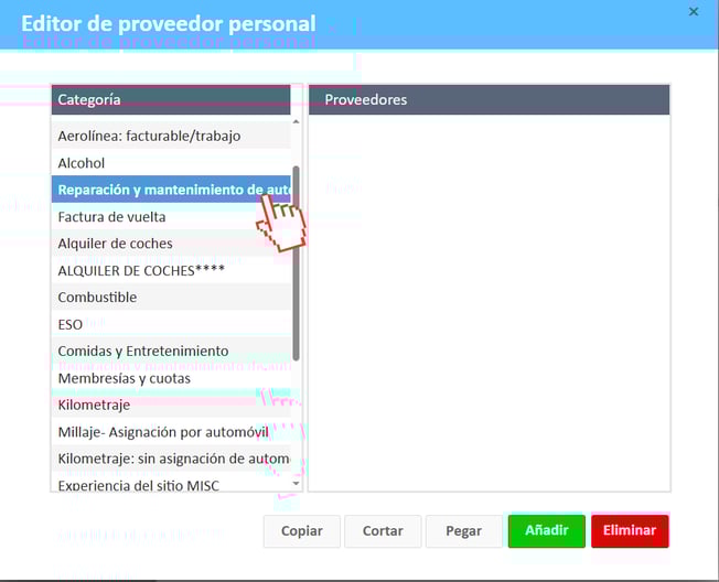 editor de proveedor personal reparacion y mantenimiento de auto