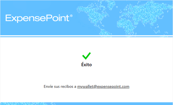 Mensaje de confirmación de éxito de ExpensePoint