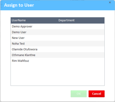 Assign to User window