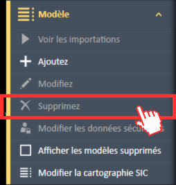 Supprimer l'option de menu du menu de navigation Modèle