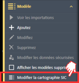 Option de menu Modifier le mappage SIC dans le menu de navigation Modèle