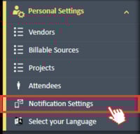 notification settings menu option