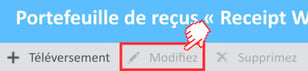 Bouton Modifier dans la fenêtre Portefeuille de reçus d'ExpensePoint