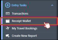 receipt wallet navigation option