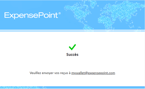 Message de confirmation de succès d'ExpensePoint