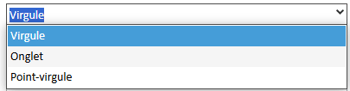 Options du menu déroulant Type de délimiteur