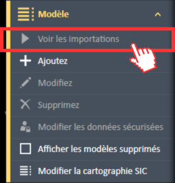 Option du menu de navigation Afficher les importations