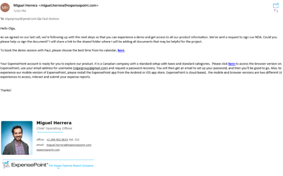 ExpensePoint Welcome Email