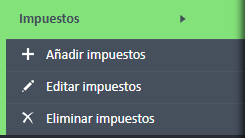 Menú de navegación de impuestos