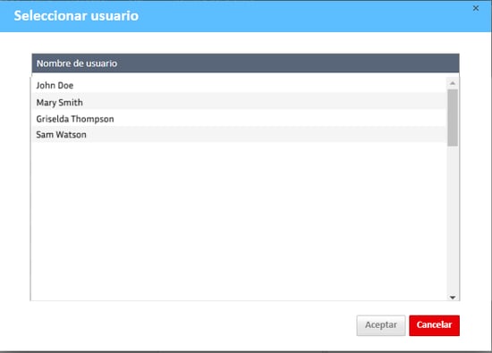 Seleccione la ventana de Usuario en la Cartera de recibos.