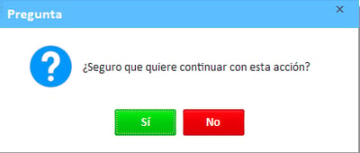 Mensaje de confirmación que pregunta si está seguro de que desea continuar con esta acción.