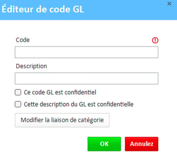 Fenêtre de l'éditeur de code GL