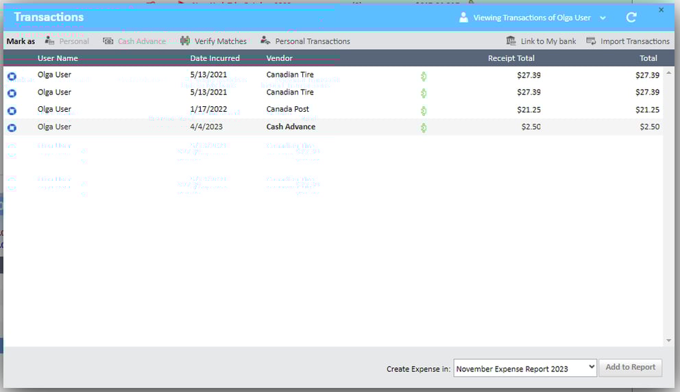 Create New Expense from Transactions