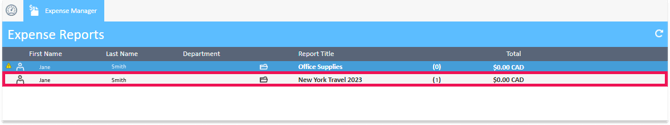 Expense Report with no triangle icon