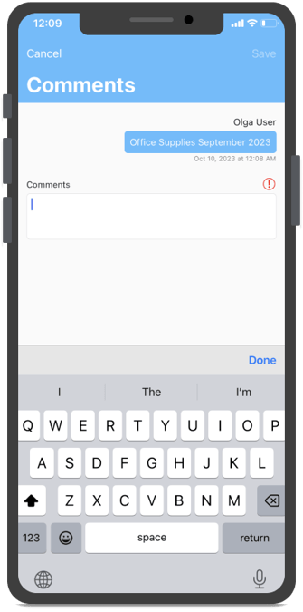 Champ de commentaires disponible dans l'écran des commentaires