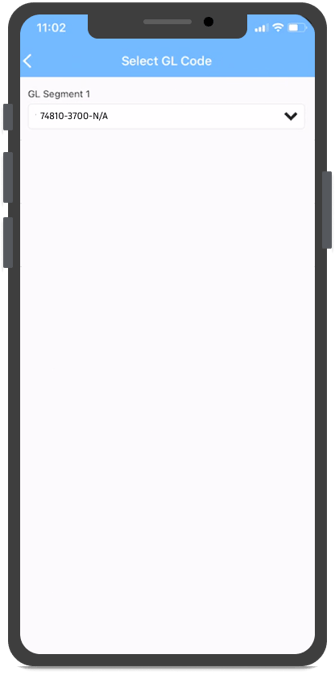 Écran Sélectionner le code GL