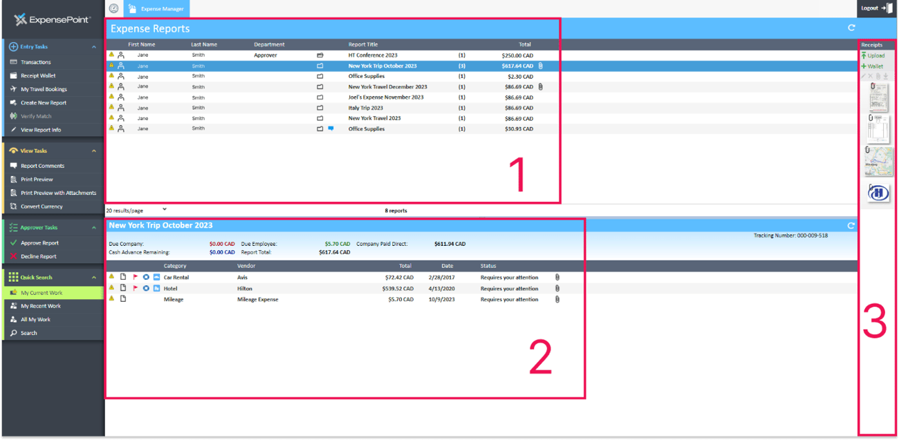 Approver Expense Manager Tasks