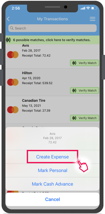 Create Expense From A Transaction