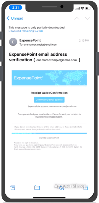 E-mail de confirmation