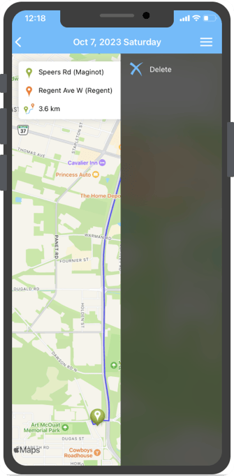 Supprimer l'option de menu du voyage sélectionné