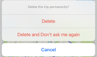 Message de confirmation demandant « Supprimer définitivement ce voyage ? »