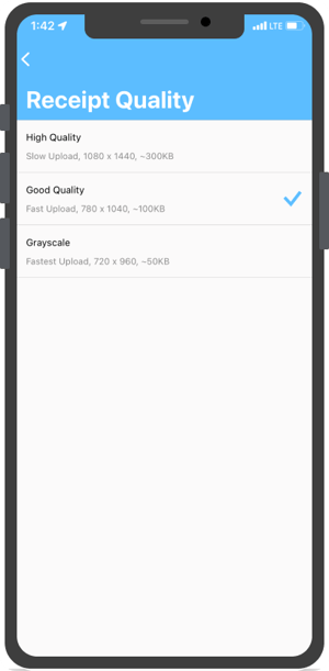 Options de qualité des reçus