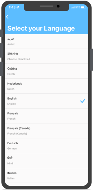 Sélectionnez votre écran de langue