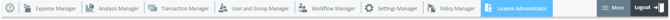 License Administrator module at the top of the ExpensePoint window