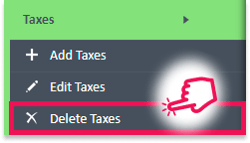 Delete Taxes menu option from the Taxes navigation menu